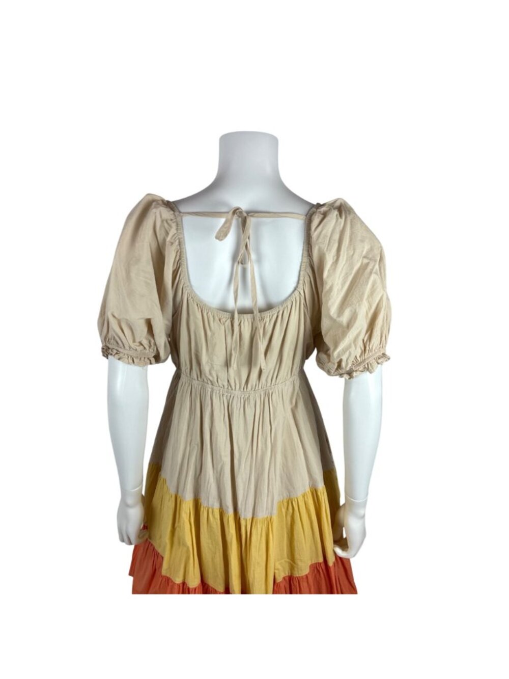 &Merci Candy Corn Dress Womens M Puff Sleeve Halloween Colorblock Mini Fit Flare - Picture 12 of 12